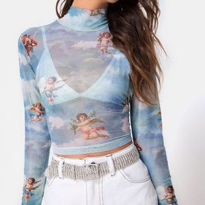 Blue Cherub Mesh Top